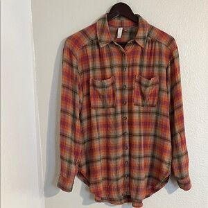Pilcro Anthropology Plaid Shirt Button Up Long Sleeve Oversized